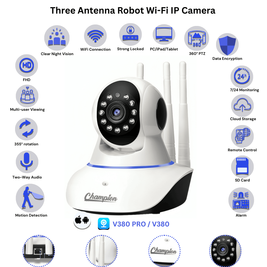 360° Moving 3 Antena Camera Len port System