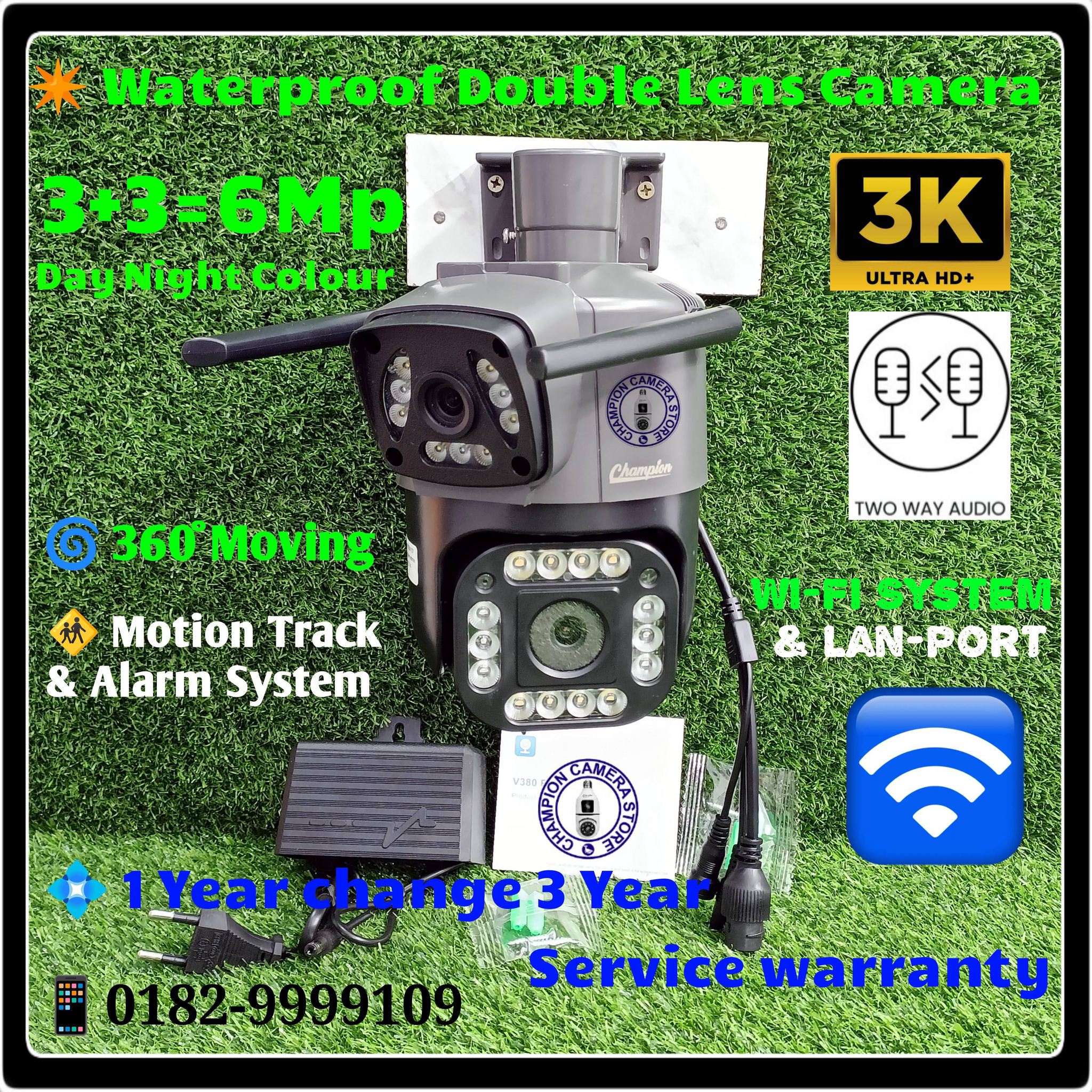 3+3=6mp Waterproof Dabol lens Camera 1 Year Replace Warranty